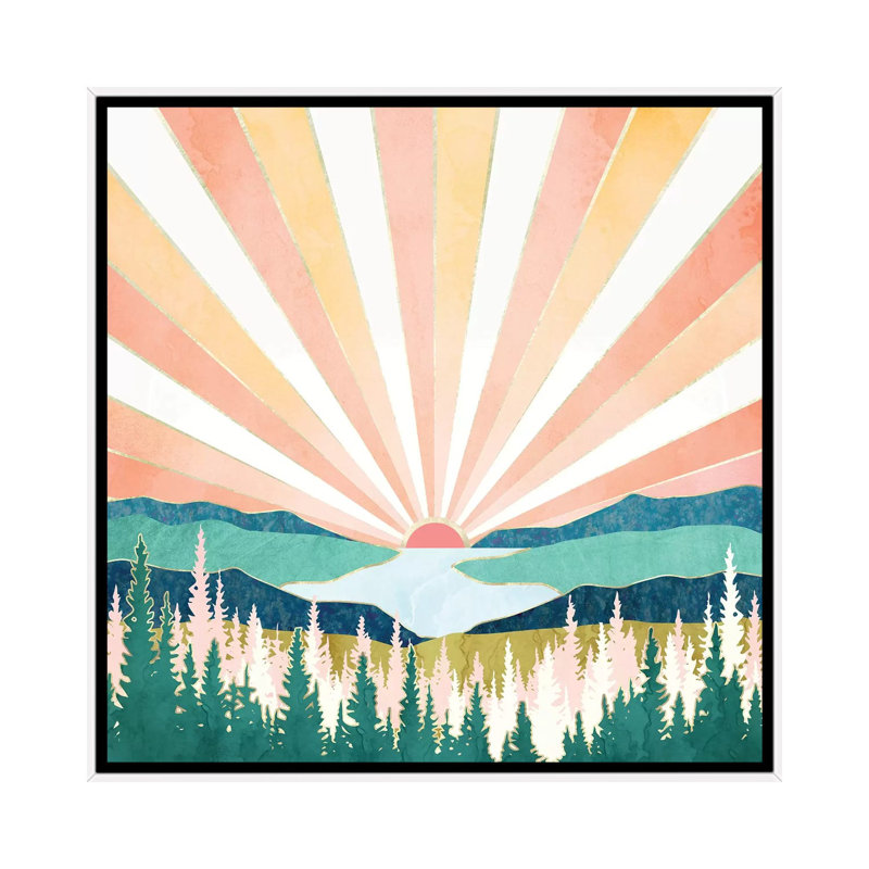 Coucher de soleil d'été - impression, 37" H x 37" W x 1.5" D, Aucun mat, White Framed Canvas