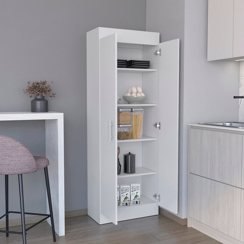 Pantry Cabinet 67" H, 5 Internal Shelves, White