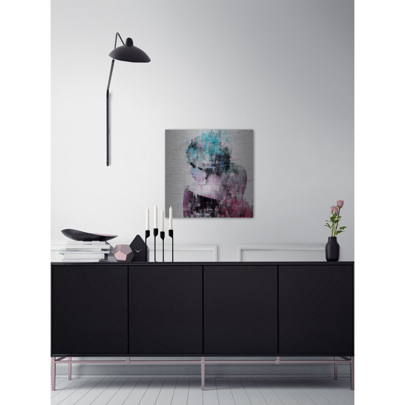 Écharpe bleue - impression sans cadre sur métal, H 12 po x l 12 po x P 1,5 po