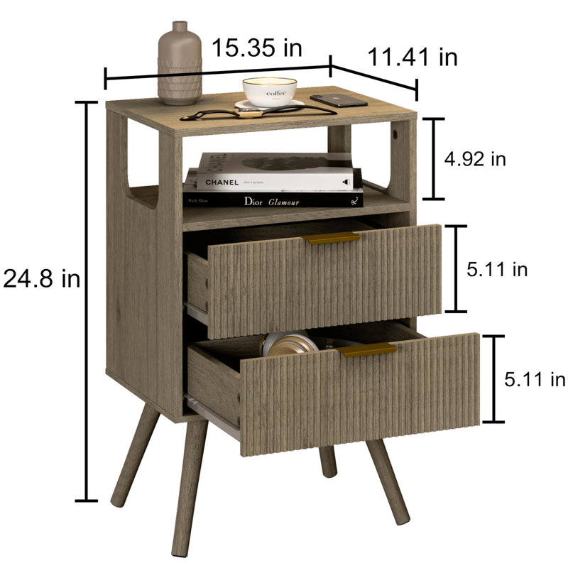 Table de chevet de style moderne, Chêne gris