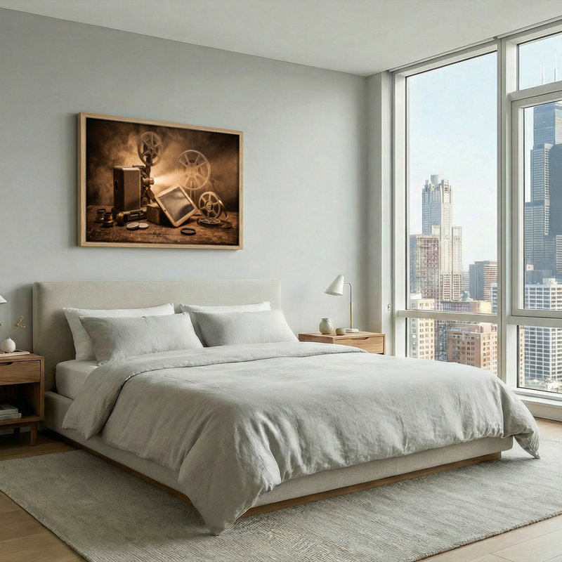 Ensemble de 1 toile murale vintage de cinéma, 36"H x 48"W, Natural