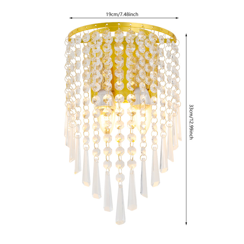 2 - Light Crystal Wall Lamp, Gold