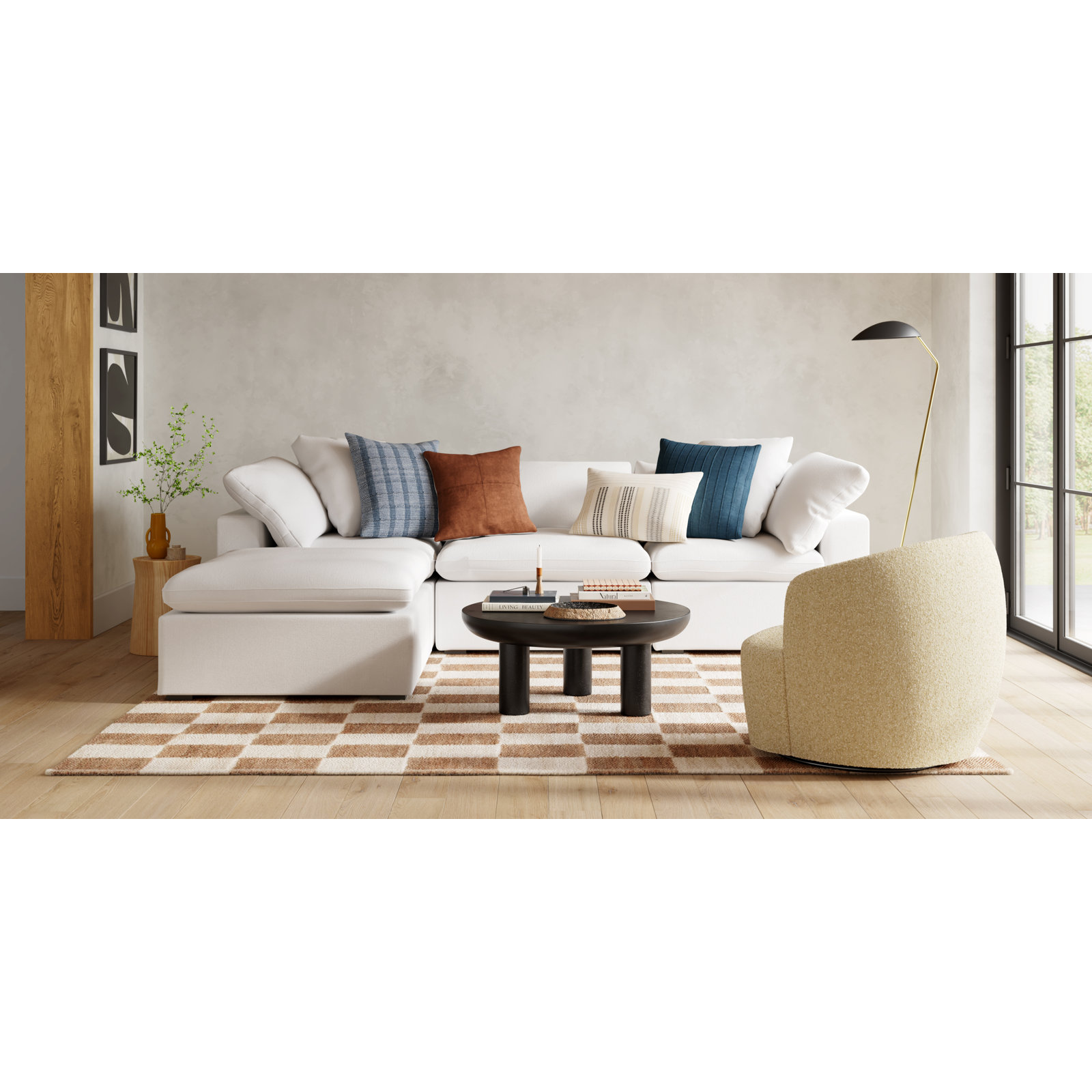 Remy 4-Piece Modular Reversible Chaise Sectional, Andrew Driftwood Performance Chenille