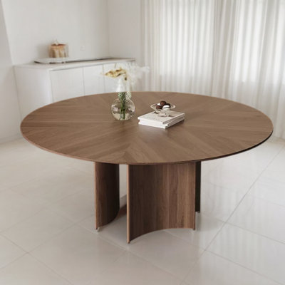 Galkhai Walnut Round Solid Wood Dining Table