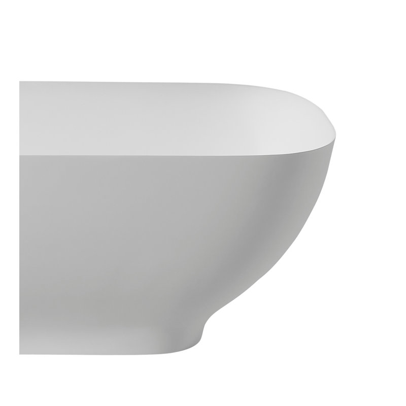 Baignoire de trempage autoportante à surface solide de 63 po en résine de couleur blanche avec bonde en laiton