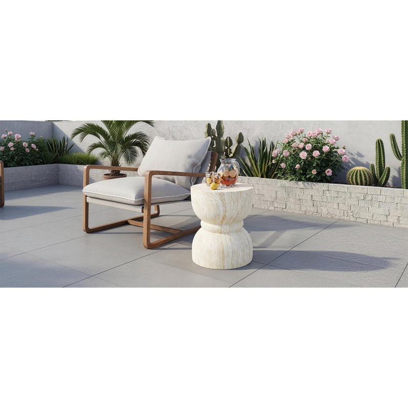 Table d'appoint d'extérieur en béton, Jaune