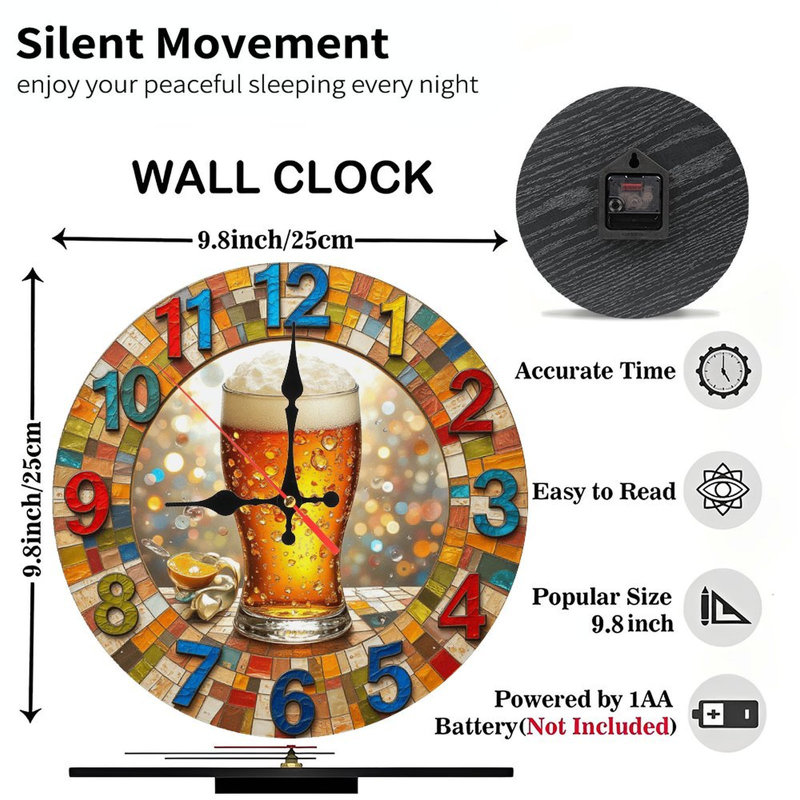 Décoration murale colorée pour horloge de pub