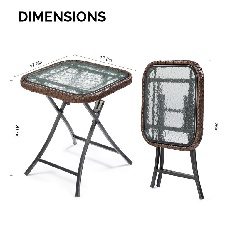 Table d'appoint carrée pliante en rotin