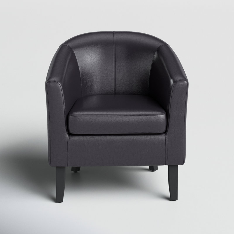 Fauteuil demi-tonneau de 26,77 po Munson, Similicuir brun