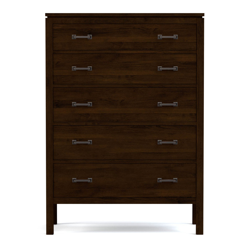 Origins 5 - Drawer Solid Wood Dresser, Bronze