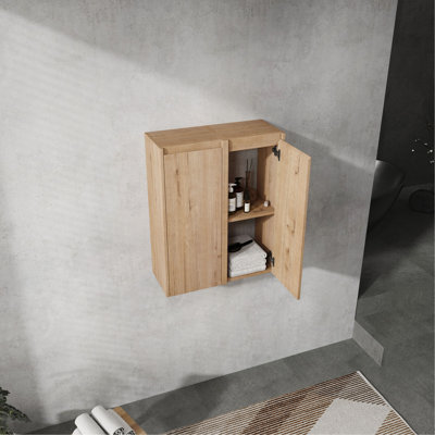 Bathroom Side Cabinet, 2-Soft Close Doors, Float Mounting Design, 12*2(KD-Packing)