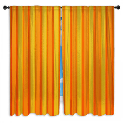 Rideaux de fenêtre orange à rayures transparentes et obscurcissant - 2 panneaux
