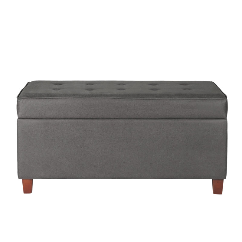 Aleise Faux Leather Upholstered Storage Bench, Lush Slate