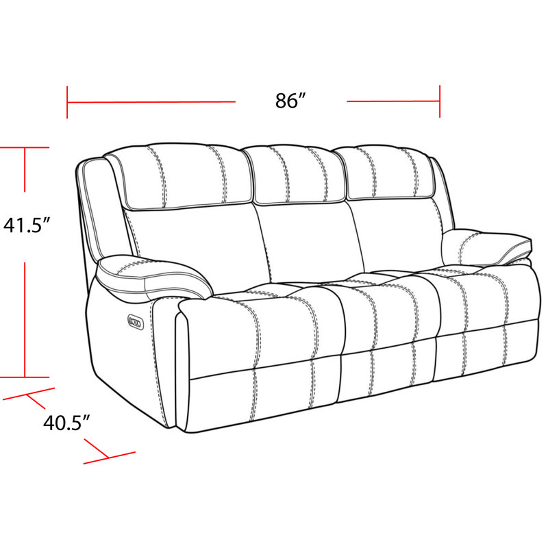 Milladore 86'' Leather Power Reclining Sofa, Florence Brown
