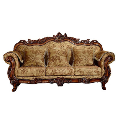 European-style Living Room Carved Sofa. 92.5 Rolled Arm