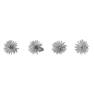 Handmade Glass Beaded Metal Snowflake Napkin Rings