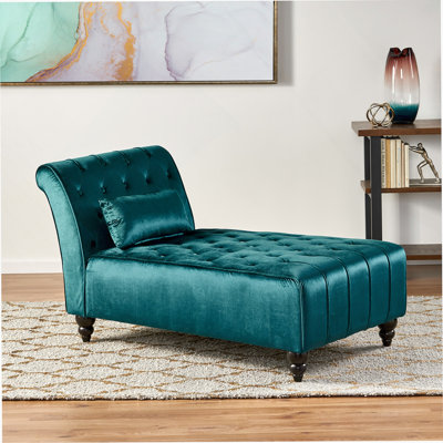 Tufted Chaise Lounge With Birch Leg