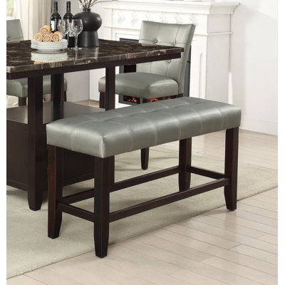 Faux Leather Upholstered Counter Height Bench