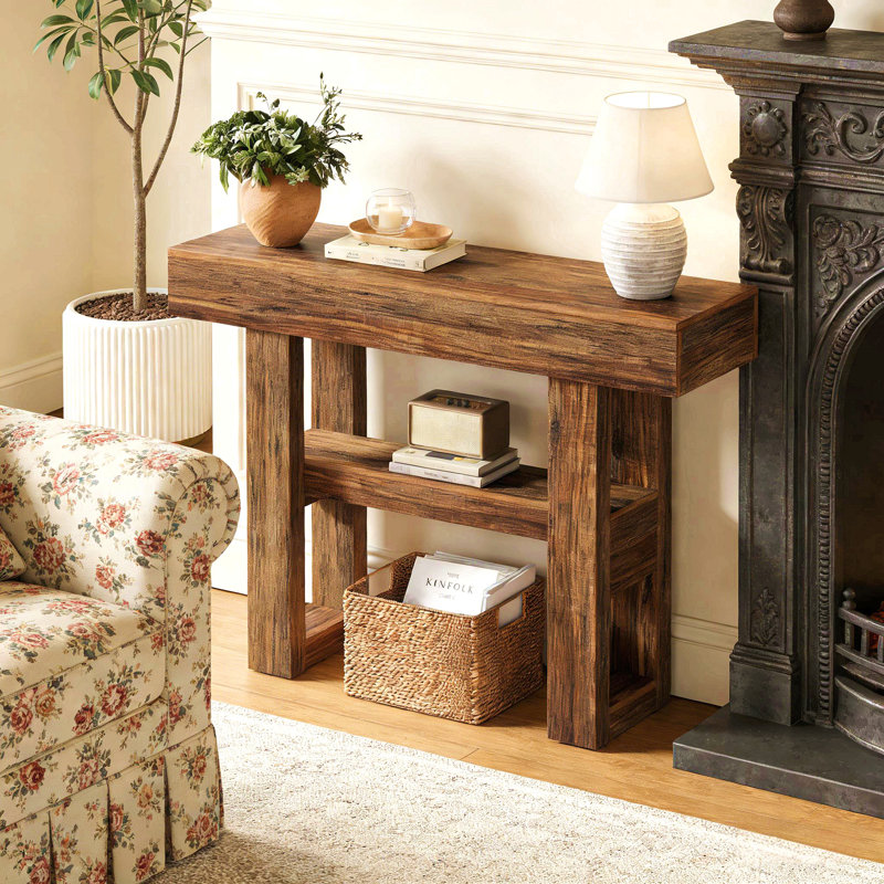 Table de canapé étroite, console, Brun
