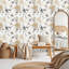 Papier peint adhésif bohème Boho Farmhouse Elegant Floral Beige Grey Roses Roses-129456285