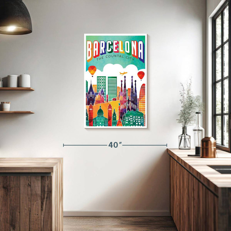 Affiche rétro de Barcelone, Barcelone, H 36 po x l 24 po