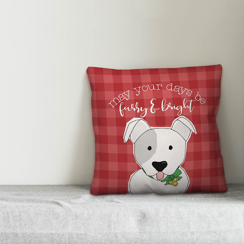  Coussin May May Days Be Furry and Bright, 16 po x 1 po
