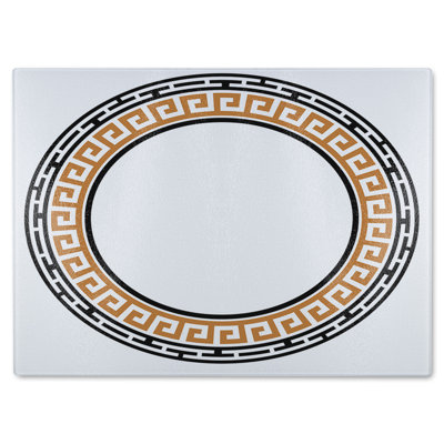 Greek Key Frame Glass Chopping Board