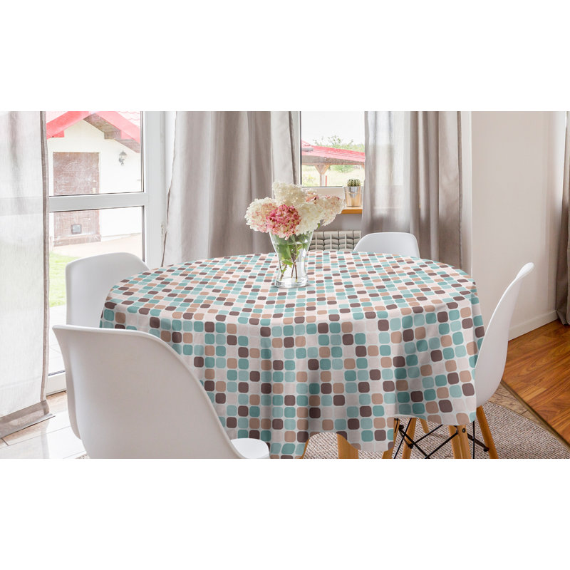 Ambesonne Abstract Round Tablecloth, Rounded Squares Illustration, Circle Table Cloth Cover For Dining Room Kitchen Decoration, 60", Multicolor