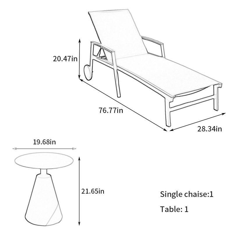 Chaise longue pour l'extérieur, Gris
