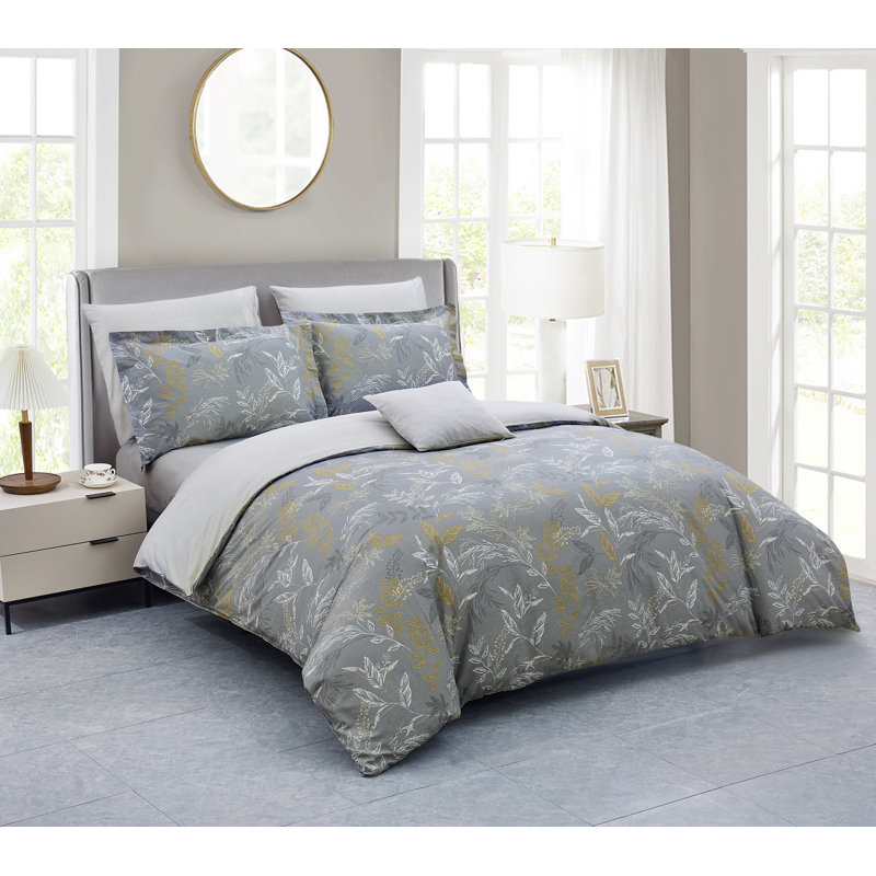 Cotton Sateen Floral Duvet Cover, Twin