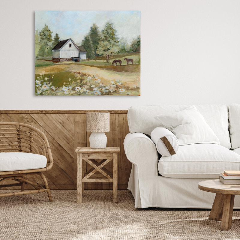 Paysage de grange, toile par Susan Winget, 24 x 30