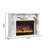 29.92"H White Retro Solid Wood Simulated Flame Heating Electric Fireplace-1843983474