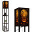 Lampe sur pied à DEL Dimmable O Lantern Flame citrouille sous la pleine lune Halloween gothique rétro, lampe sur pied en MDF avec télécommande, 3 lumières de couleur, pour le salon, la chambre à coucher