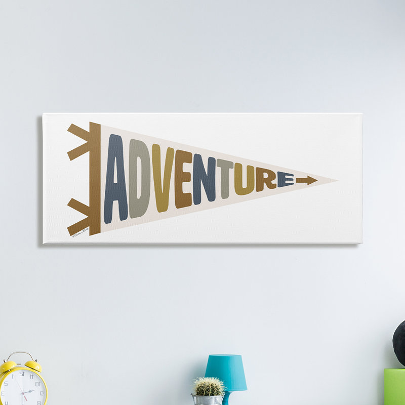 Kid's Adventure Sports Drapeau Flèche droite directionnelle, H 10 po x l 24 po x P 1,5 po, Giclée encadrée blanc bord de mer