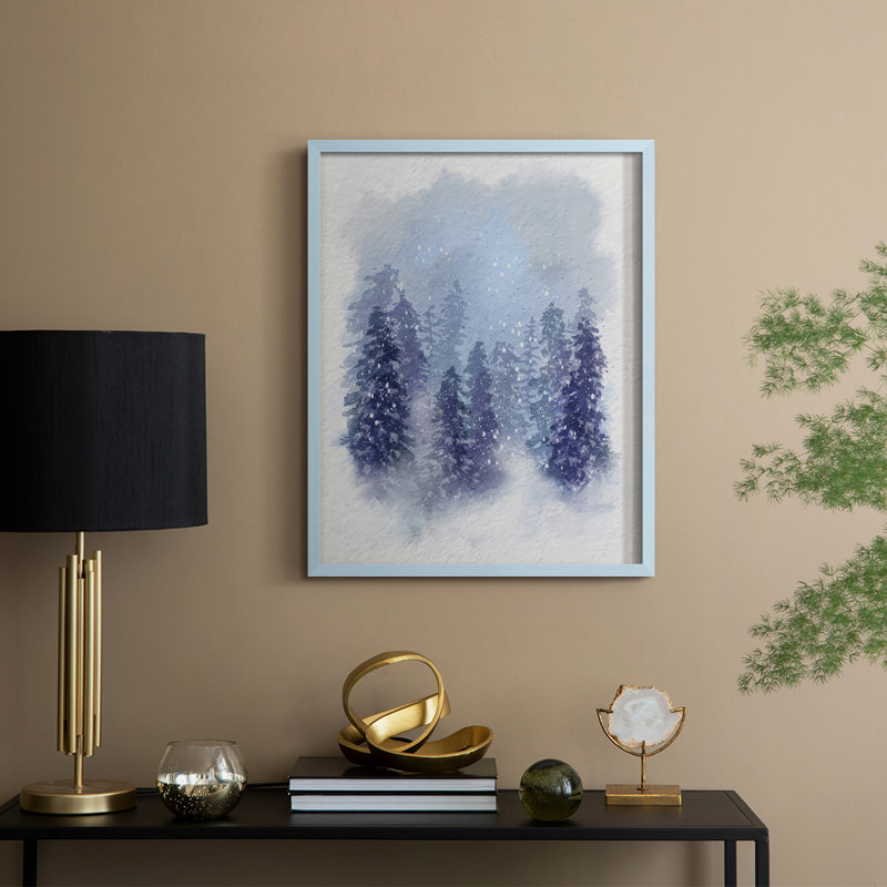 «Driven Snow II», reproduction encadrée - bois massif, H 11 po x l 9 po, Bleu