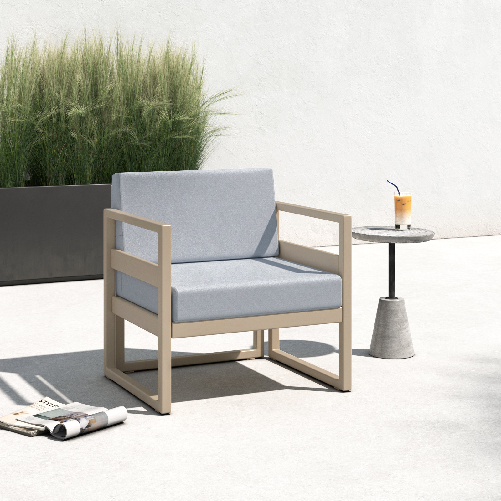 Lane Outdoor Lounge Chair, Taupe, Canvas Granite Sunbrella® Canvas