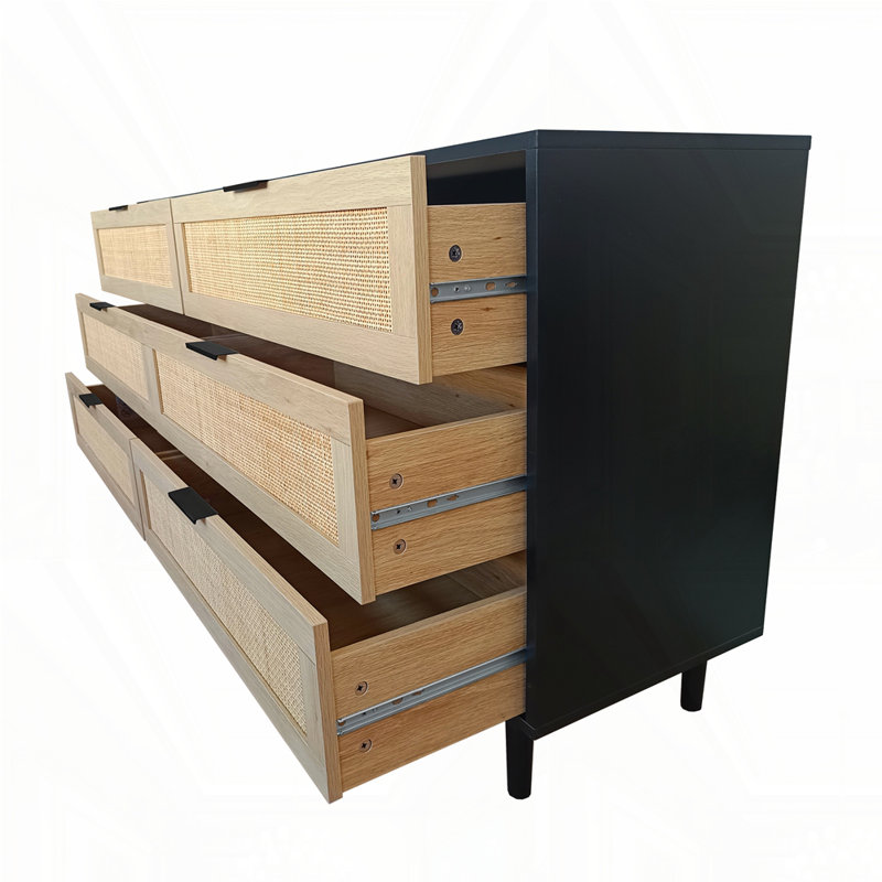 59.06" Rattan Storage Cabinet, Black