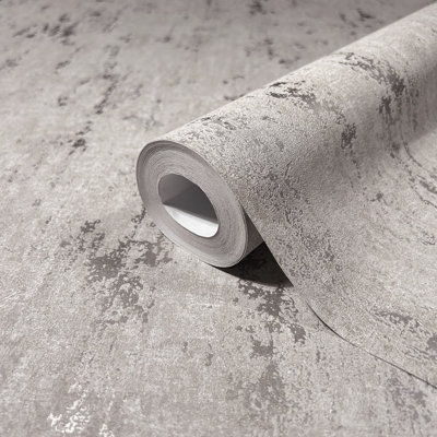 City Romance Collection Metallic Industrial Distressed Wallpaper Roll