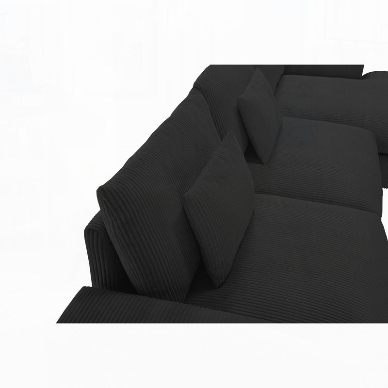 Canapé modulaire en L, Polyester noir