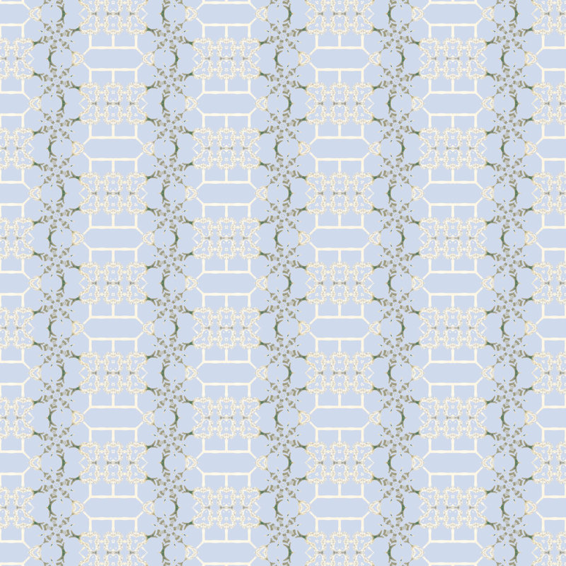 Arachné | Papier peint treillis Modern Chinoiserie, Ivoire / bleu / gris / beige