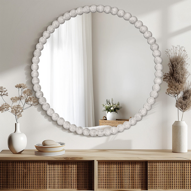 Miroir d'appoint Ayde, 28 po x 28 po, Blanc
