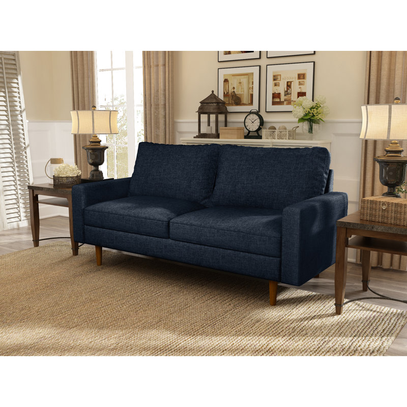 Canapé à accoudoirs carrés 70 po Clairmont, Polyester à 100 % bleu foncé