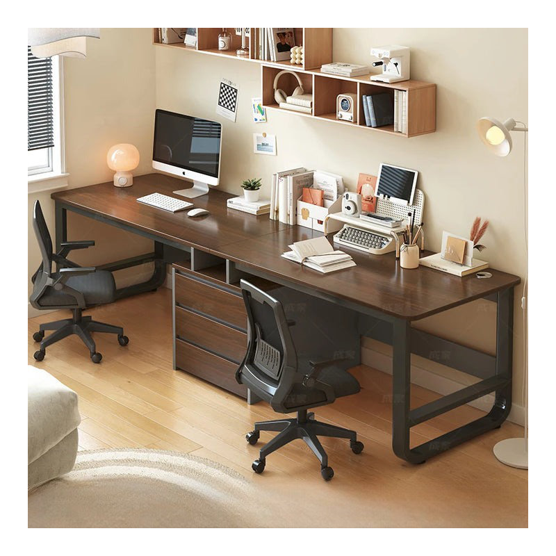 Nahman Rectangle Computer Desk, 29.33cm H x 94.48cm W x 19.68cm D, Chocolate/Black