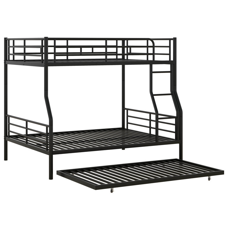 Aloah Full XL Over Queen Metal Bunk Bed with Trundle, Black