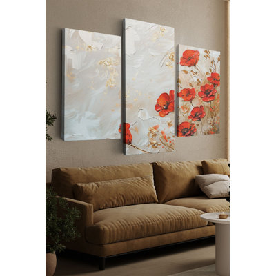 Superbe ensemble de peinture sur toile décorative (3 pièces), 15,7 x 23,6 pouces (2 pièces) et 15,7 x 35,4 pouces (1 pièce) | 100% toile, épaisseur: 1,2 po | Parfait pour le salon, la chambre à coucher et le bureau