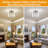 Semi Flush Mount Modern Chandelier Crystal Ceiling Light Fixture Small Close To Ceiling Light(Silver)
