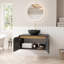 Meuble-lavabo mural 30 po en contreplaqué avec lavabo en céramique, portes doubles en sergé et armoire de rangement noir-136269273