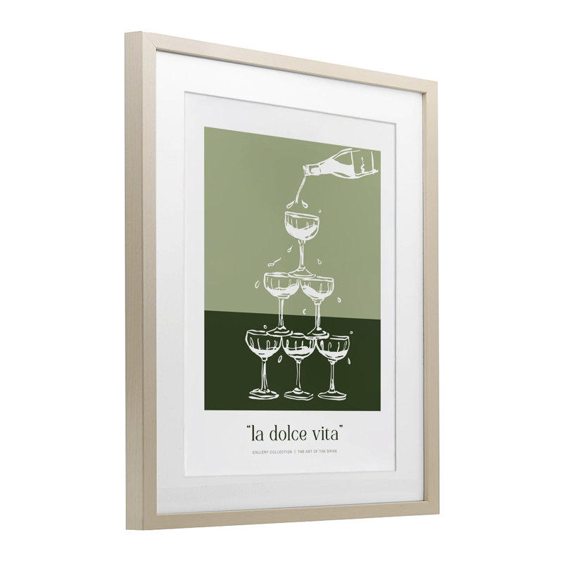 «Green Champagne Tower», reproduction imprimée sous verre encadrée, H 16 po x l 13 po, Cadre de récolte en pin