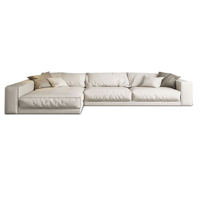 2-Piece White Polyester Modular Sectional Sofa couch with Chaise