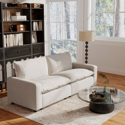Canapé 2 pièces en tissu d'ameublement modulaire en lin pour petits espaces
